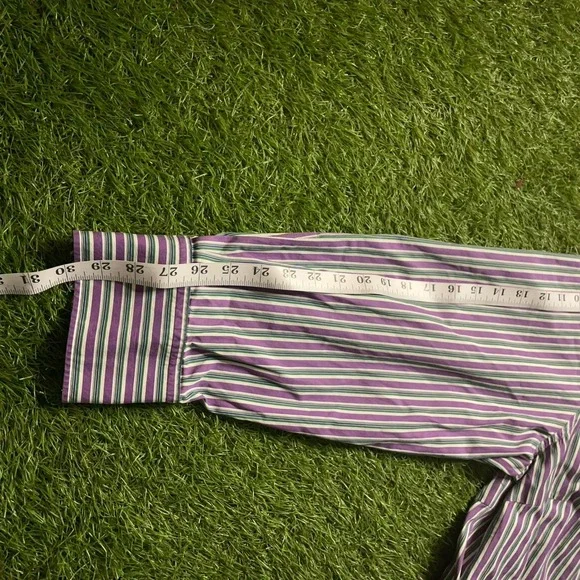 Lauren Ralph Lauren Women's Button Down Shirt 3XL Purple Monogram 3/4 Sleeve - Picture 11 of 12